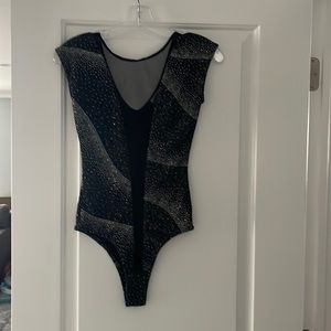 NWT Arden B glitter black silver bodysuit small
